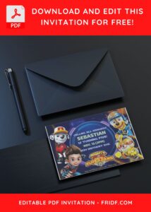 (Free Editable PDF) PAW Patrols Mighty Movie Birthday Invitation Templates C