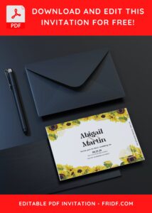 (Free Editable PDF) Sunshine Sunflower Wedding Invitation Templates C