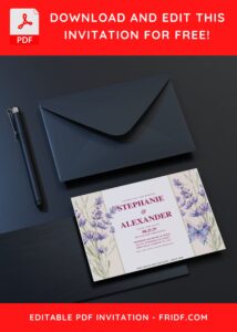 (Free Editable PDF) Blossoming Lavender Wedding Invitation Templates C