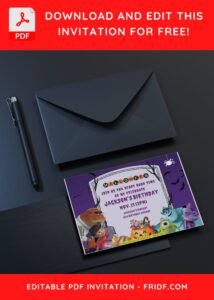 (Free Editable PDF) Monster Inc Trick Or Treat Birthday Invitation Templates G