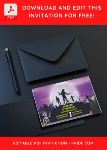 (Free Editable PDF) Spooky Dracula And Zombie Birthday Invitation Templates C