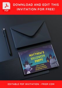 (Free Editable PDF) Vampirina Thriller Park Birthday Invitation Templates C