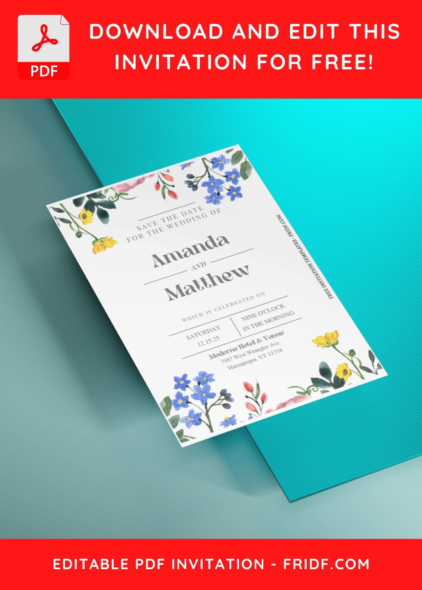 (Free Editable PDF) Vibrant Spring Wedding Invitation Templates