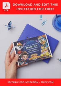 (Free Editable PDF) PAW Patrols Mighty Movie Birthday Invitation Templates D