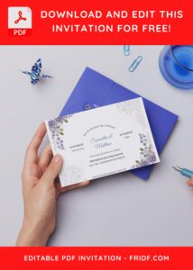 (Free Editable PDF) Delicate Spring Pansy Flower Wedding Invitation Templates D