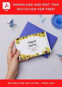(Free Editable PDF) Sunshine Sunflower Wedding Invitation Templates D