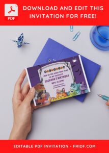 (Free Editable PDF) Monster Inc Trick Or Treat Birthday Invitation Templates H