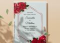 (Free Editable PDF) Rustic Botanical Garden Rose Wedding Invitation Templates