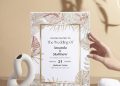 (Free Editable PDF) Watercolor Greenery Pampas Wedding Invitation Templates