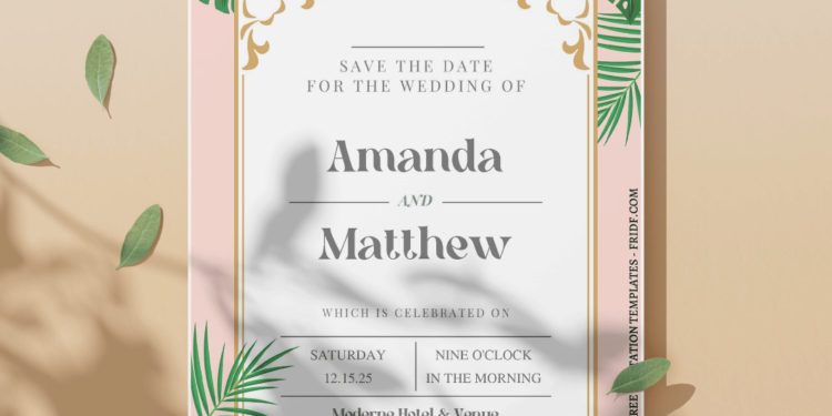 (Free Editable PDF) Stunning Tropical Greenery Wedding Invitation Templates