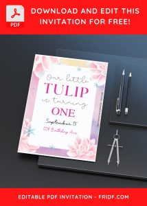 (Free Editable PDF) Enchanted Tulip Wedding Invitation Templates C