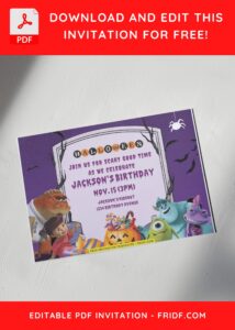 (Free Editable PDF) Monster Inc Trick Or Treat Birthday Invitation Templates I