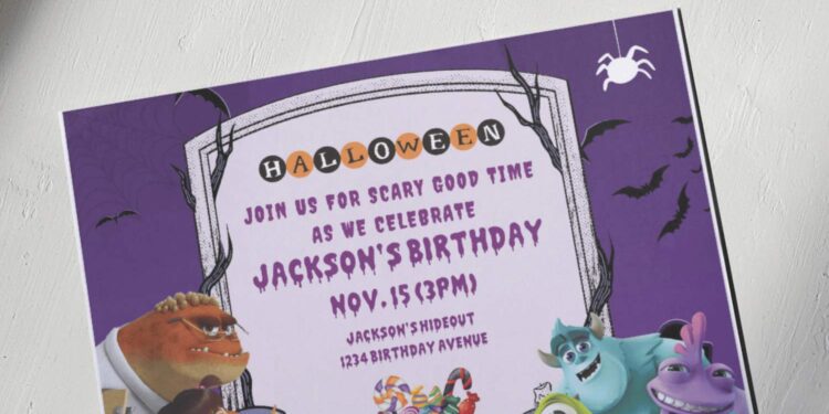 (Free Editable PDF) Monster Inc Trick Or Treat Birthday Invitation Templates I