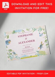 (Free Editable PDF) Striking Spring Garden Blooms Wedding Invitation Templates E