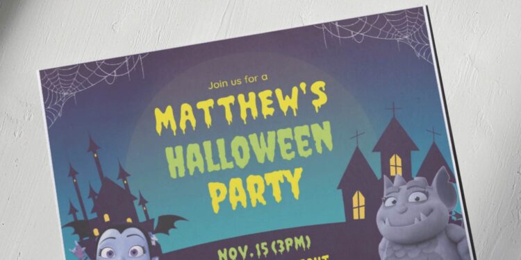 (Free Editable PDF) Vampirina Thriller Park Birthday Invitation Templates E