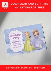 (Free Editable PDF) Winter Wonderland Sofia The First Birthday Invitation Templates E