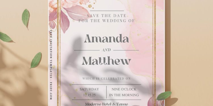 (Free Editable PDF) Enchanting Gold And Floral Wedding Invitation Templates