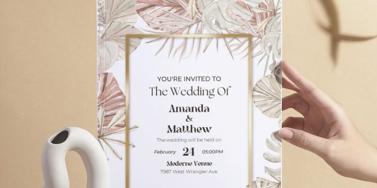 (Free Editable PDF) Watercolor Greenery Pampas Wedding Invitation Templates