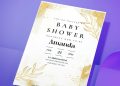 (Free Editable PDF) Spring Gold Serenity Baby Shower Invitation Templates