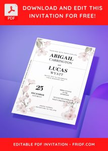 (Free Editable PDF) Hand Drawn Botanical Wedding Invitation Templates D