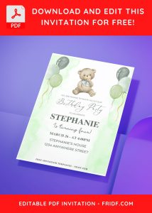 (Free Editable PDF) Cuddle Up Teddy Bear Birthday Invitation Templates F