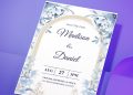 (Free Editable PDF) Enchanting Aqua Blue Floral Wedding Invitation Templates D