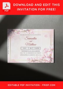 (Free Editable PDF) Botanical Sakura Birthday Invitation Templates F