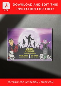 (Free Editable PDF) Spooky Dracula And Zombie Birthday Invitation Templates F