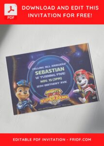 (Free Editable PDF) PAW Patrols Mighty Movie Birthday Invitation Templates G
