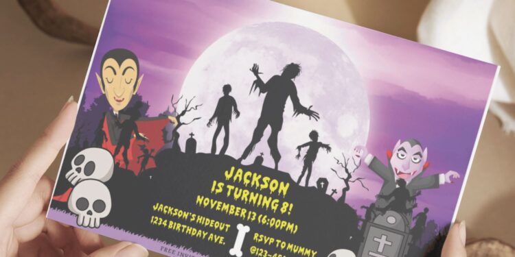 (Free Editable PDF) Spooky Dracula And Zombie Birthday Invitation Templates G
