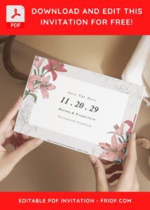 (Free Editable PDF) Magnificent Lily Wedding Invitation Templates G
