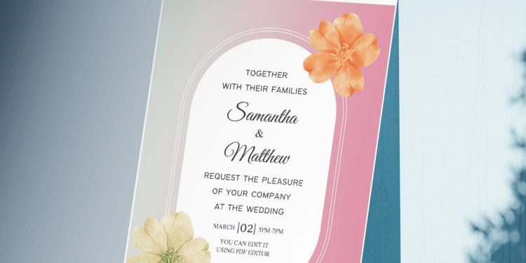 (Free Editable PDF) Delicate Orchid And Rose Wedding Invitation Templates