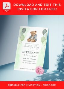 (Free Editable PDF) Cuddle Up Teddy Bear Birthday Invitation Templates H