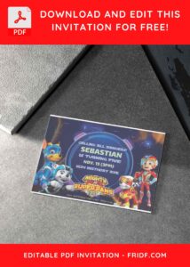 (Free Editable PDF) PAW Patrols Mighty Movie Birthday Invitation Templates H