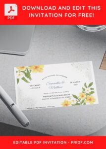 (Free Editable PDF) Delicate Spring Pansy Flower Wedding Invitation Templates H