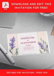 (Free Editable PDF) Blossoming Lavender Wedding Invitation Templates H