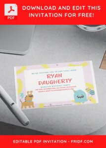 (Free Editable PDF) Cute And Friendly Beast Birthday Invitation Templates H