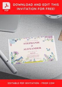 (Free Editable PDF) Striking Spring Garden Blooms Wedding Invitation Templates H