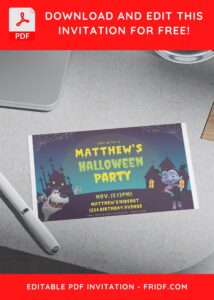 (Free Editable PDF) Vampirina Thriller Park Birthday Invitation Templates H