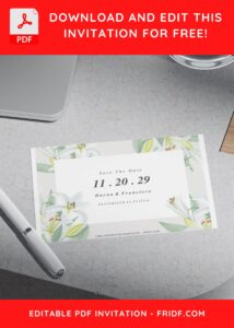 (Free Editable PDF) Magnificent Lily Wedding Invitation Templates H