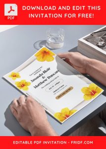 (Free Editable PDF) Vibrant Hawaiian Summer Wedding Invitation Templates D
