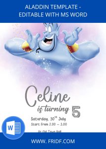 Free Editable Word - Aladdin Birthday Invitation Templates