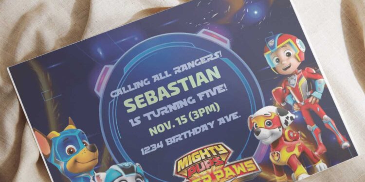(Free Editable PDF) PAW Patrols Mighty Movie Birthday Invitation Templates I