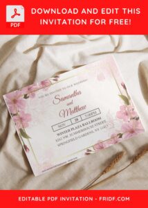 (Free Editable PDF) Botanical Sakura Birthday Invitation Templates I