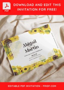 (Free Editable PDF) Sunshine Sunflower Wedding Invitation Templates I