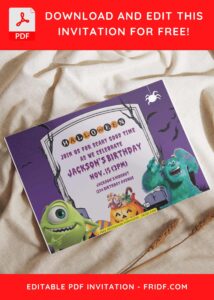 (Free Editable PDF) Monster Inc Trick Or Treat Birthday Invitation Templates F