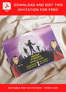 (Free Editable PDF) Spooky Dracula And Zombie Birthday Invitation Templates I