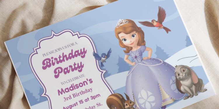 (Free Editable PDF) Winter Wonderland Sofia The First Birthday Invitation Templates I
