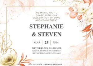 (Free Editable PDF) Greenery Garden Foliage Wedding Invitation Templates J