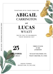 (Free Editable PDF) Hand Drawn Botanical Wedding Invitation Templates I